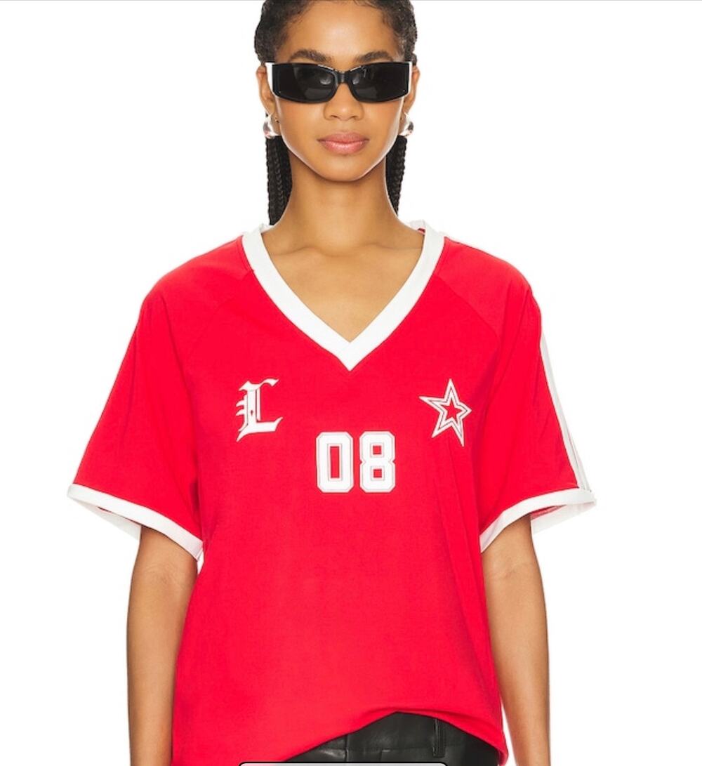 Lioness Spectate Top in Poppy Red Sport Jersey Streetwear Women Large NWT